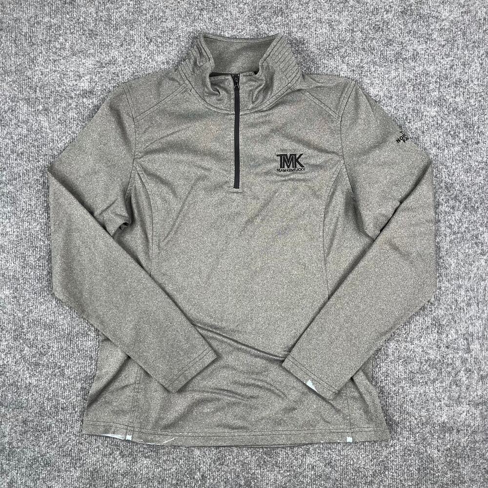 The North Face Quarter Zip Pullover Womens Size L Gray‎ Athletic Stretch Top